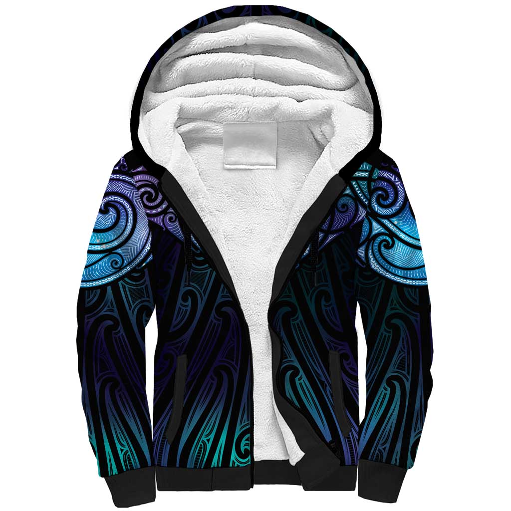 Aotearoa Maori Te Whai Rahi Sherpa Hoodie Tala - Nowhere You Could Go That I Won't Be With You LT7 Unisex Teal Purple - Polynesian Pride