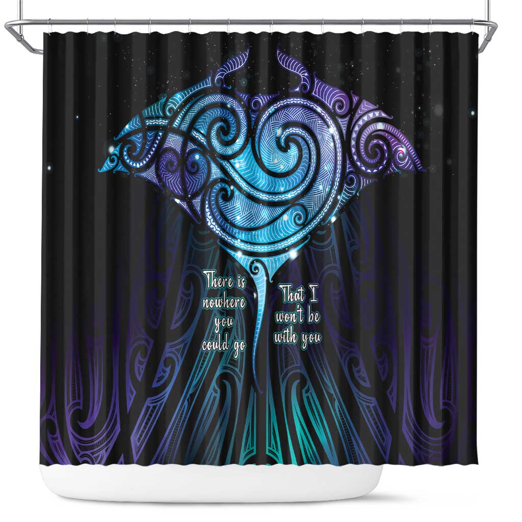 Aotearoa Maori Te Whai Rahi Shower Curtain Tala - Nowhere You Could Go That I Won't Be With You LT7 Teal Purple - Polynesian Pride