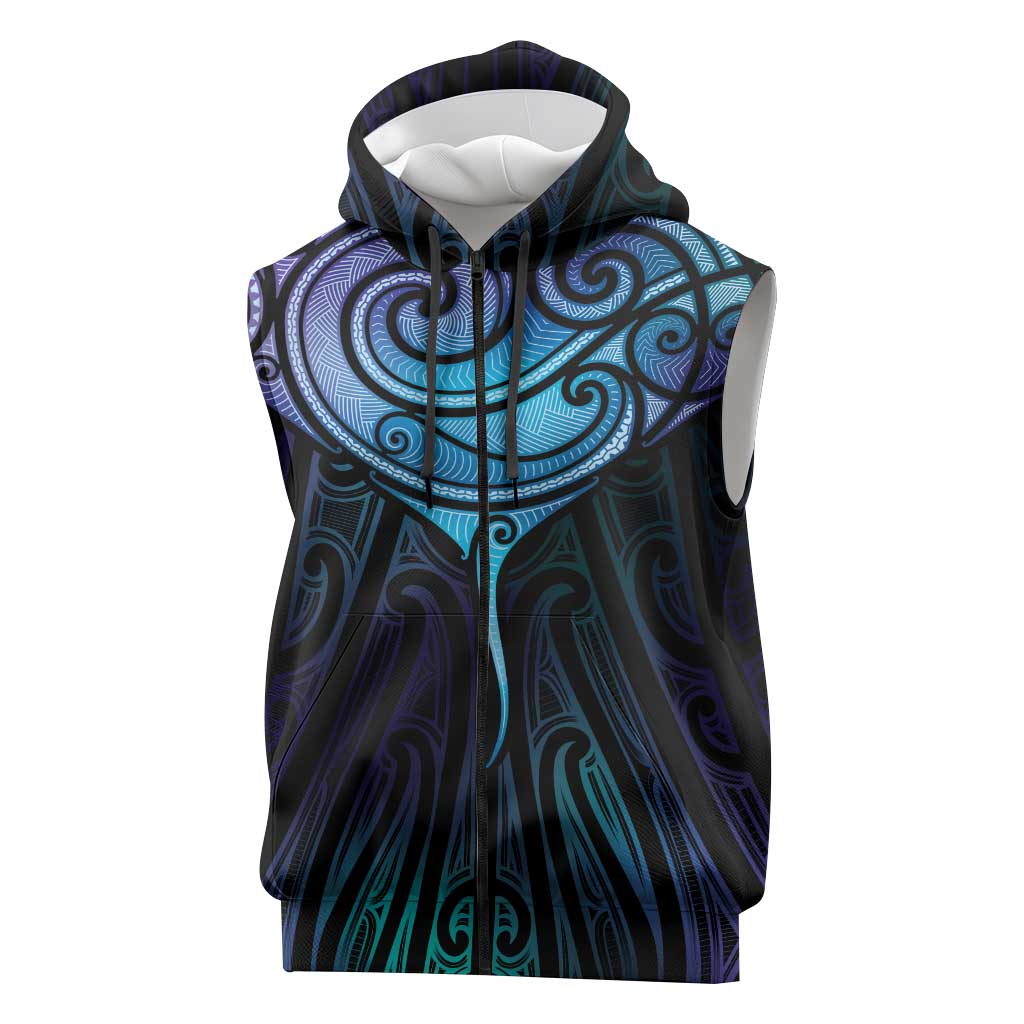 Aotearoa Maori Te Whai Rahi Sleeveless Zip Hoodie Tala - Nowhere You Could Go That I Won't Be With You LT7 Teal Purple - Polynesian Pride