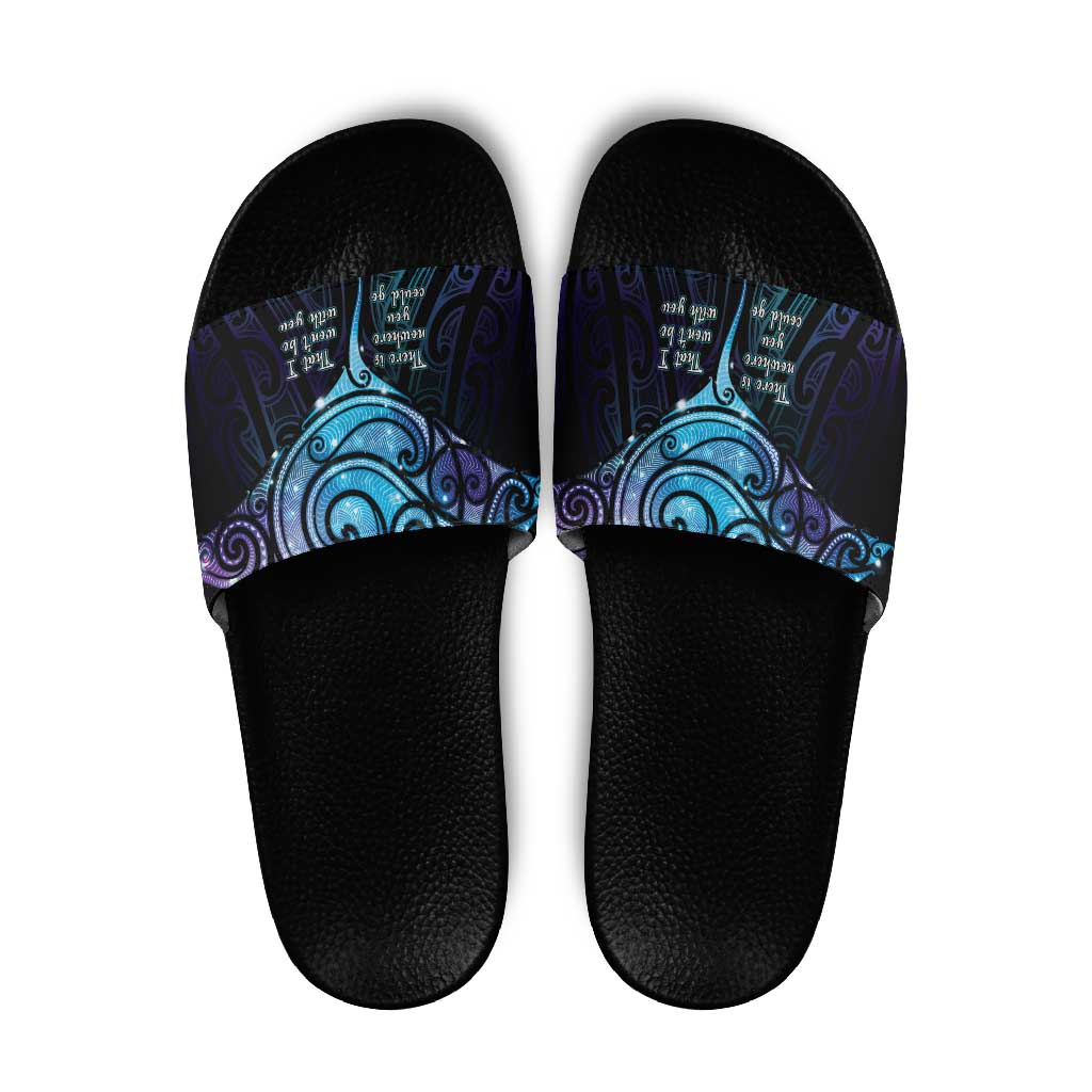 Aotearoa Maori Te Whai Rahi Slide Sandals Tala - Nowhere You Could Go That I Won't Be With You LT7 Teal Purple - Polynesian Pride