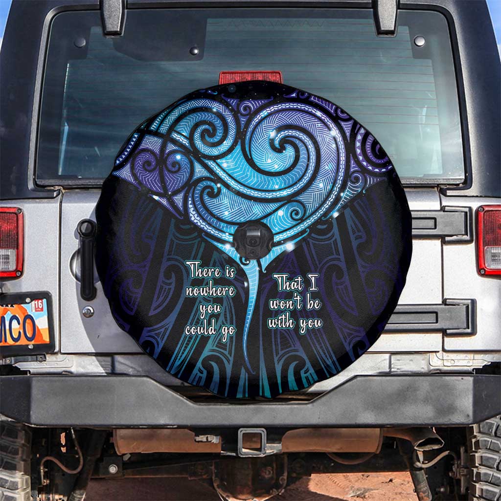 Aotearoa Maori Te Whai Rahi Spare Tire Cover Tala - Nowhere You Could Go That I Won't Be With You LT7 Teal Purple - Polynesian Pride