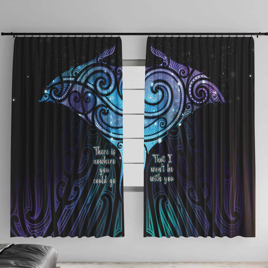 Aotearoa Maori Te Whai Rahi Window Curtain Tala - Nowhere You Could Go That I Won't Be With You LT7 With Hooks Teal Purple - Polynesian Pride