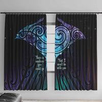 Aotearoa Maori Te Whai Rahi Window Curtain Tala - Nowhere You Could Go That I Won't Be With You LT7 With Hooks Teal Purple - Polynesian Pride