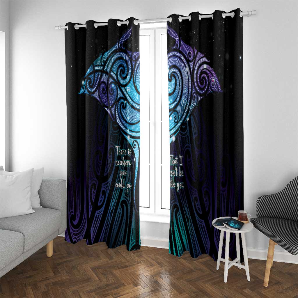 Aotearoa Maori Te Whai Rahi Window Curtain Tala - Nowhere You Could Go That I Won't Be With You LT7 With Grommets Teal Purple - Polynesian Pride