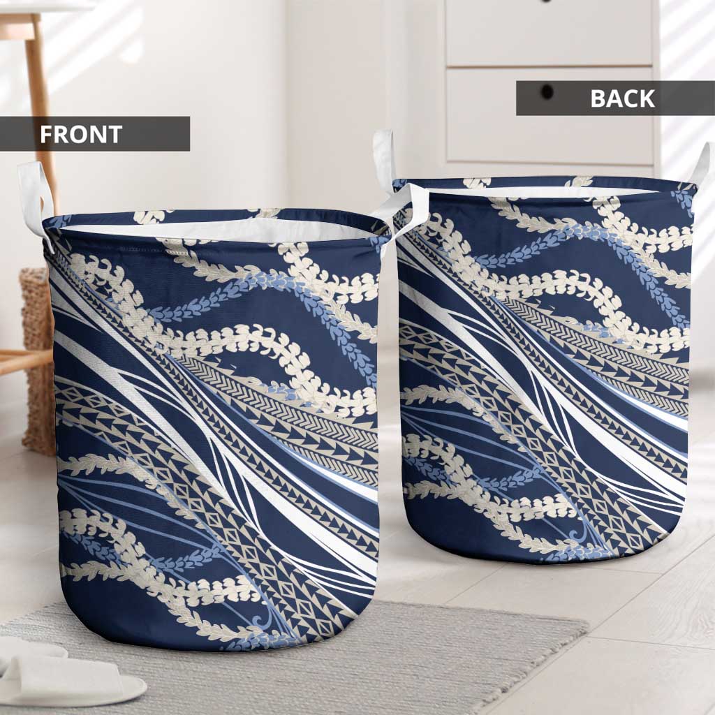 Polynesian Puakeniken Pikake Twisted Lei Laundry Basket Navy Blue LT7 - Polynesian Pride
