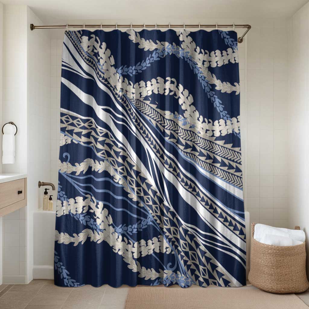 Polynesian Puakeniken Pikake Twisted Lei Bathroom Set Navy Blue - Polynesian Pride