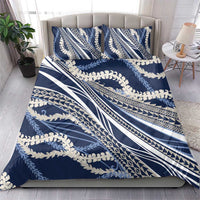 Polynesian Puakeniken Pikake Twisted Lei Bedding Set Navy Blue LT7 - Polynesian Pride