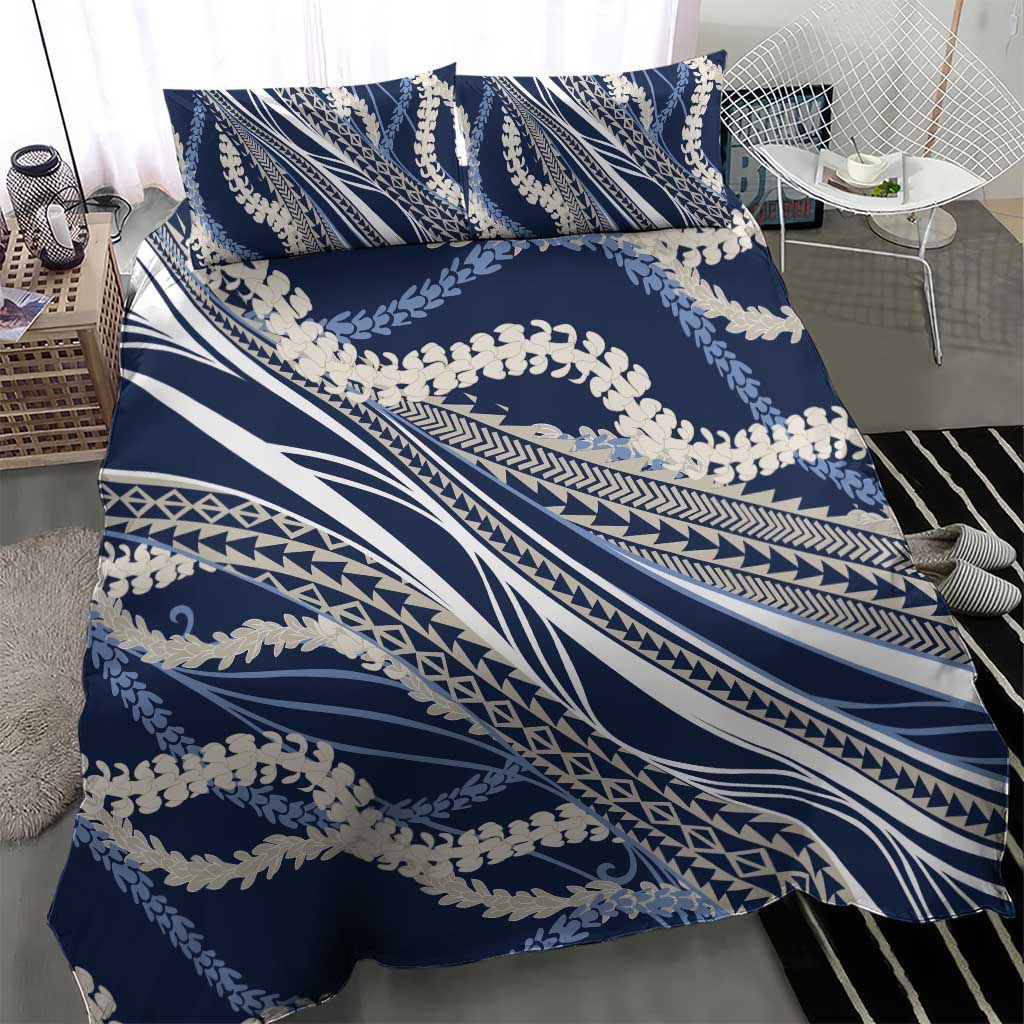Polynesian Puakeniken Pikake Twisted Lei Bedding Set Navy Blue LT7 - Polynesian Pride