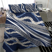 Polynesian Puakeniken Pikake Twisted Lei Bedding Set Navy Blue LT7 - Polynesian Pride