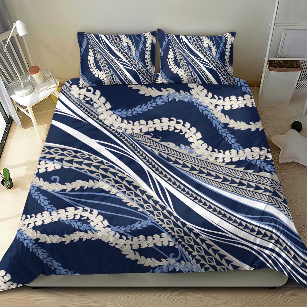 Polynesian Puakeniken Pikake Twisted Lei Bedding Set Navy Blue LT7 - Polynesian Pride