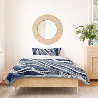 Polynesian Puakeniken Pikake Twisted Lei Bedding Set Navy Blue LT7 - Polynesian Pride