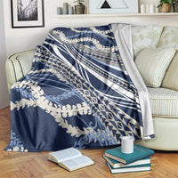 Polynesian Puakeniken Pikake Twisted Lei Blanket Navy Blue - Polynesian Pride