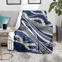 Polynesian Puakeniken Pikake Twisted Lei Blanket Navy Blue - Polynesian Pride