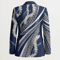 Polynesian Puakeniken Pikake Twisted Lei Blazer Navy Blue - Polynesian Pride