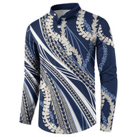Polynesian Puakeniken Pikake Twisted Lei Button Sweatshirt Navy Blue - Polynesian Pride