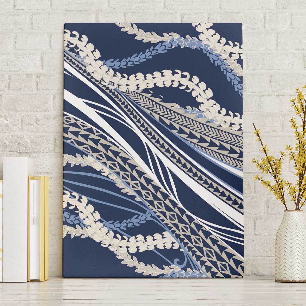 Polynesian Puakeniken Pikake Twisted Lei Canvas Wall Art Navy Blue - Polynesian Pride