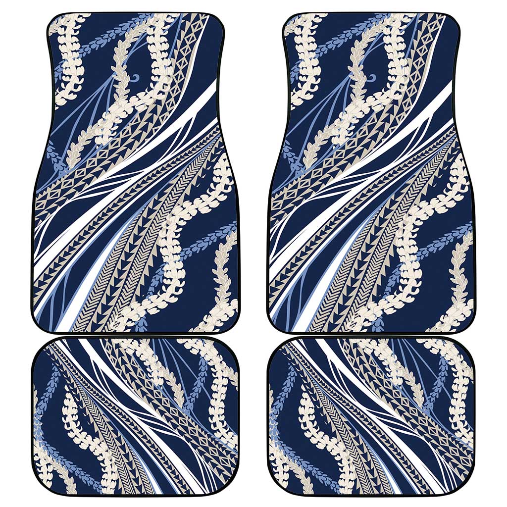 Polynesian Puakeniken Pikake Twisted Lei Car Mats Navy Blue - Polynesian Pride