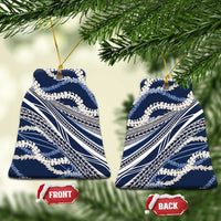 Polynesian Puakeniken Pikake Twisted Lei Ceramic Ornament Navy Blue - Polynesian Pride