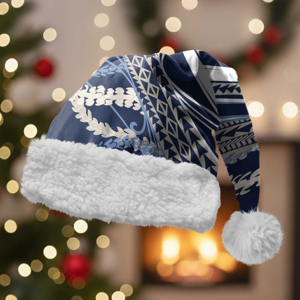 Polynesian Puakeniken Pikake Twisted Lei Christmas Santa Hat Navy Blue LT7 With Fur Navy Blue - Polynesian Pride