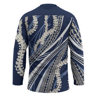 Polynesian Puakeniken Pikake Twisted Lei Hockey Jersey Navy Blue LT7 - Polynesian Pride