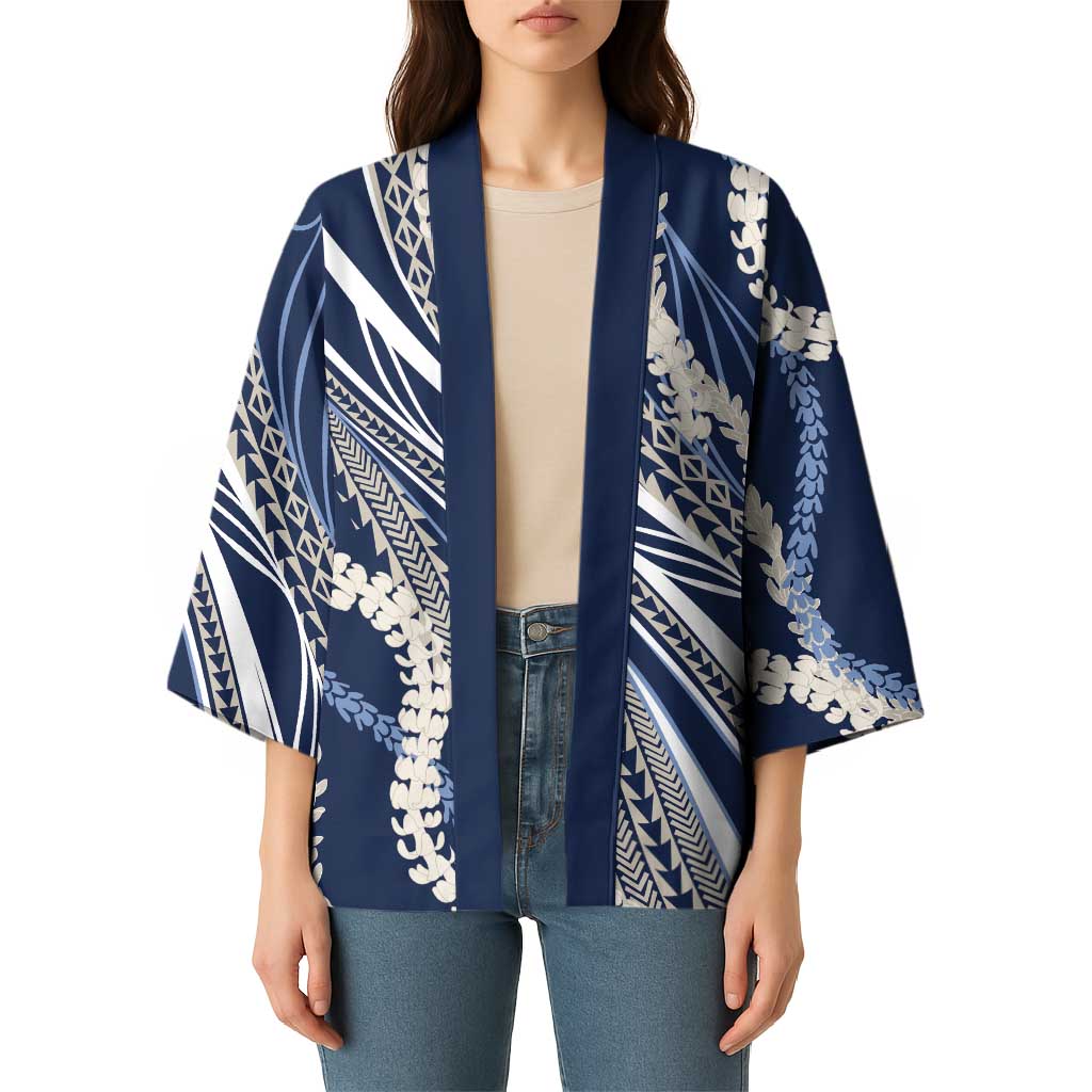 Polynesian Puakeniken Pikake Twisted Lei Kimono Navy Blue - Polynesian Pride