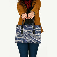 Polynesian Puakeniken Pikake Twisted Lei Leather Bag Navy Blue LT7 - Polynesian Pride