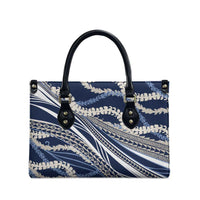 Polynesian Puakeniken Pikake Twisted Lei Leather Bag Navy Blue LT7 - Polynesian Pride