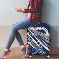 Polynesian Puakeniken Pikake Twisted Lei Luggage Cover Navy Blue - Polynesian Pride