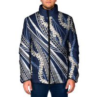 Polynesian Puakeniken Pikake Twisted Lei Padded Jacket Navy Blue LT7 Men Navy Blue - Polynesian Pride