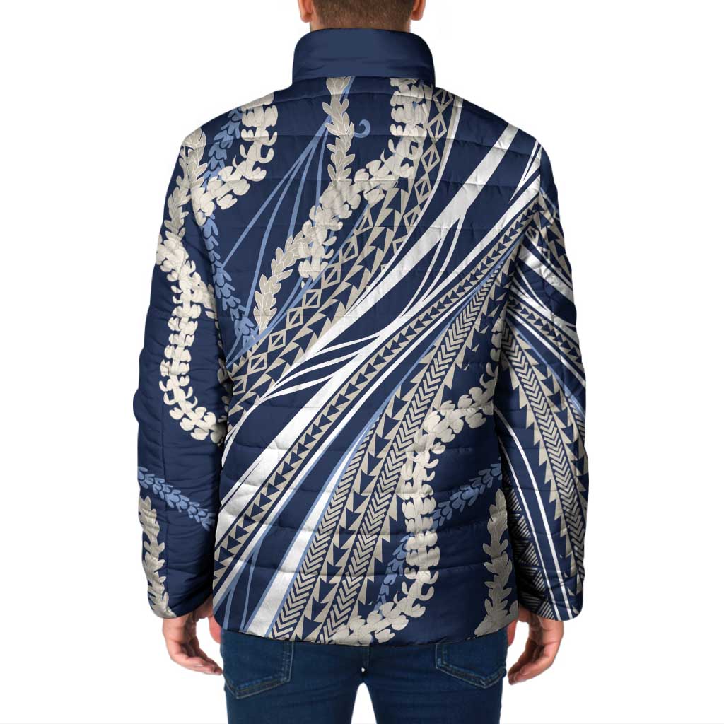 Polynesian Puakeniken Pikake Twisted Lei Padded Jacket Navy Blue LT7 - Polynesian Pride