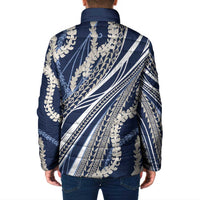 Polynesian Puakeniken Pikake Twisted Lei Padded Jacket Navy Blue LT7 - Polynesian Pride