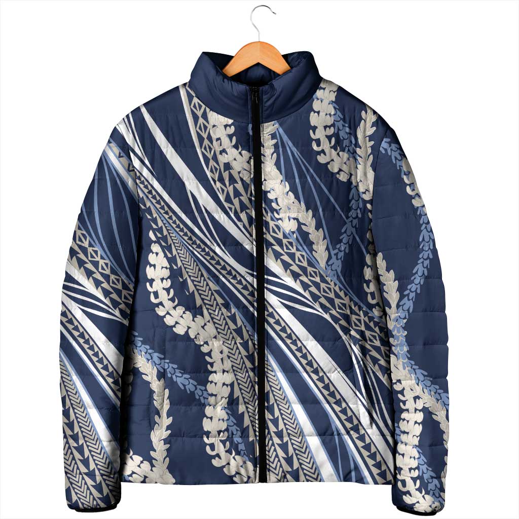 Polynesian Puakeniken Pikake Twisted Lei Padded Jacket Navy Blue LT7 - Polynesian Pride