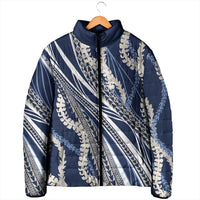 Polynesian Puakeniken Pikake Twisted Lei Padded Jacket Navy Blue LT7 - Polynesian Pride