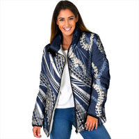 Polynesian Puakeniken Pikake Twisted Lei Padded Jacket Navy Blue LT7 Women Navy Blue - Polynesian Pride