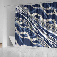 Polynesian Puakeniken Pikake Twisted Lei Shower Curtain Navy Blue - Polynesian Pride