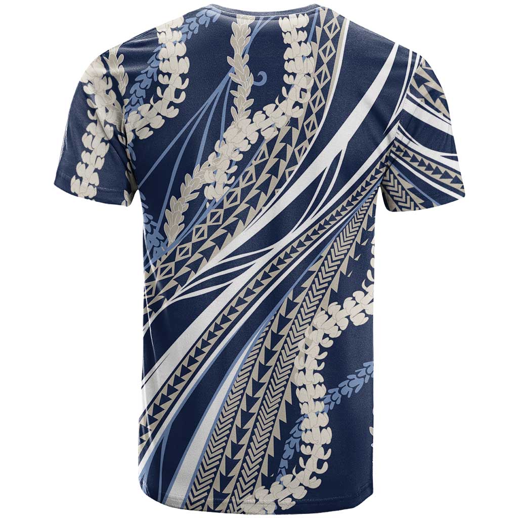 Polynesian Puakeniken Pikake Twisted Lei T Shirt Navy Blue LT7 - Polynesian Pride