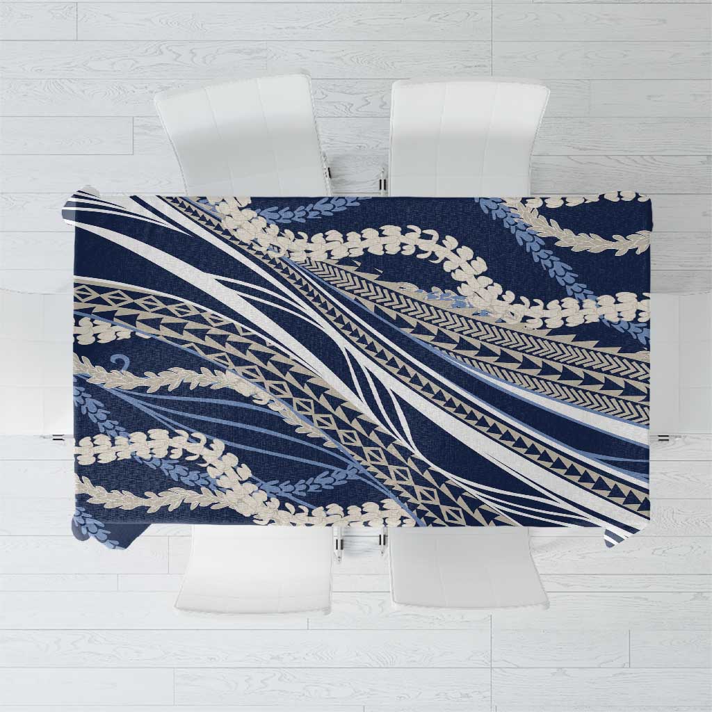 Polynesian Puakeniken Pikake Twisted Lei Tablecloth Navy Blue - Polynesian Pride
