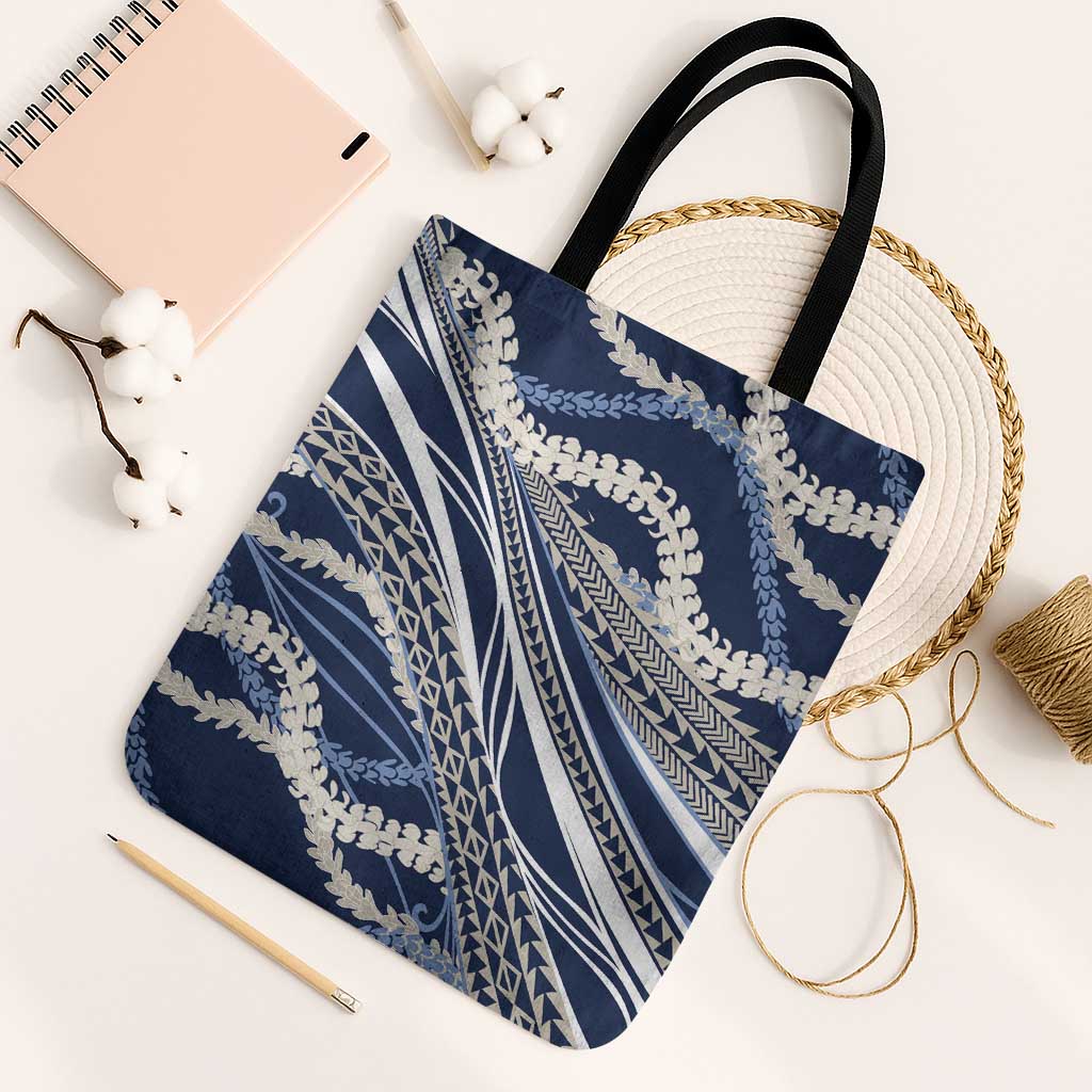 Polynesian Puakeniken Pikake Twisted Lei Tote Bag Navy Blue - Polynesian Pride