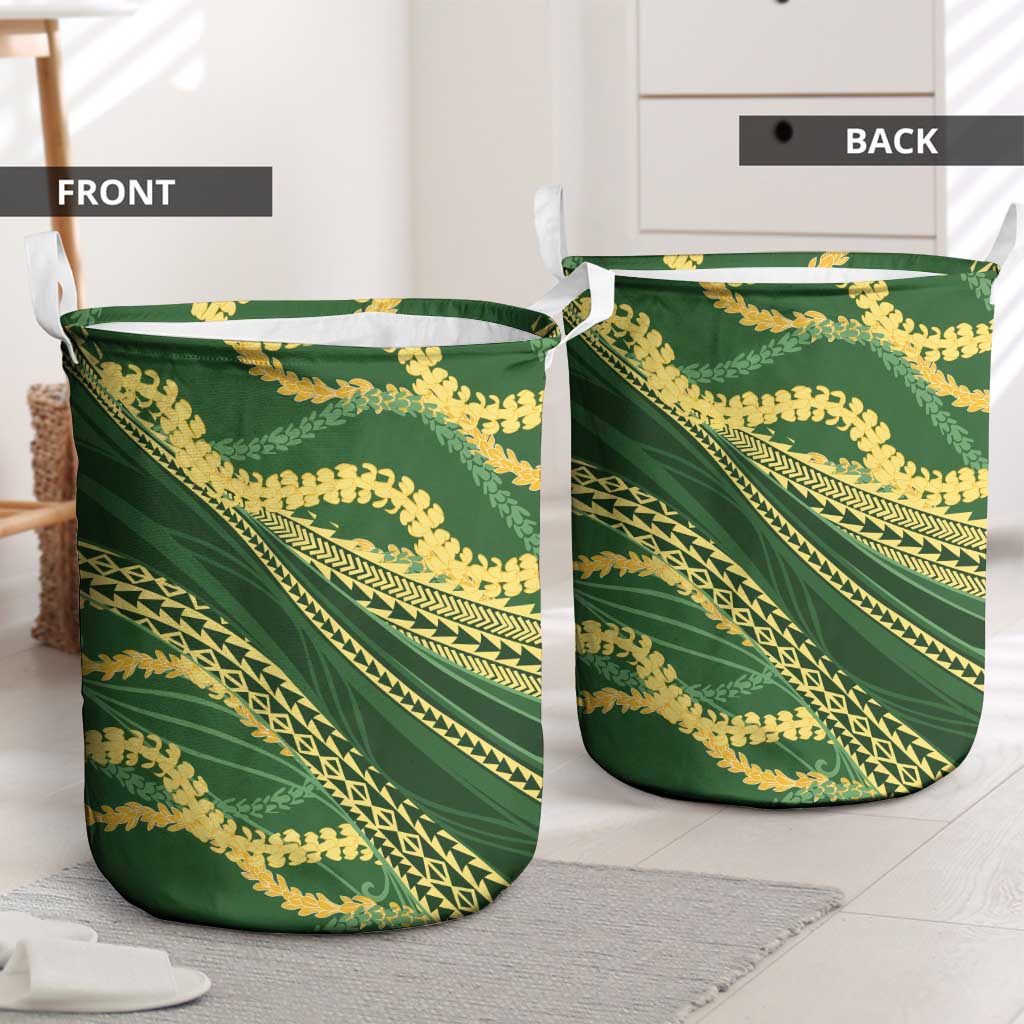 Polynesian Puakeniken Pikake Twisted Lei Laundry Basket Emerald LT7 - Polynesian Pride