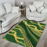 Polynesian Puakeniken Pikake Twisted Lei Area Rug Emerald - Polynesian Pride