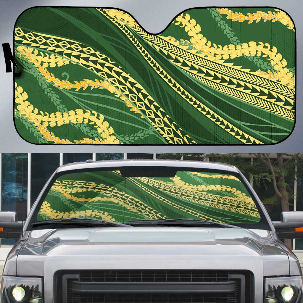 Polynesian Puakeniken Pikake Twisted Lei Auto Sun Shade Emerald LT7 Emerald - Polynesian Pride