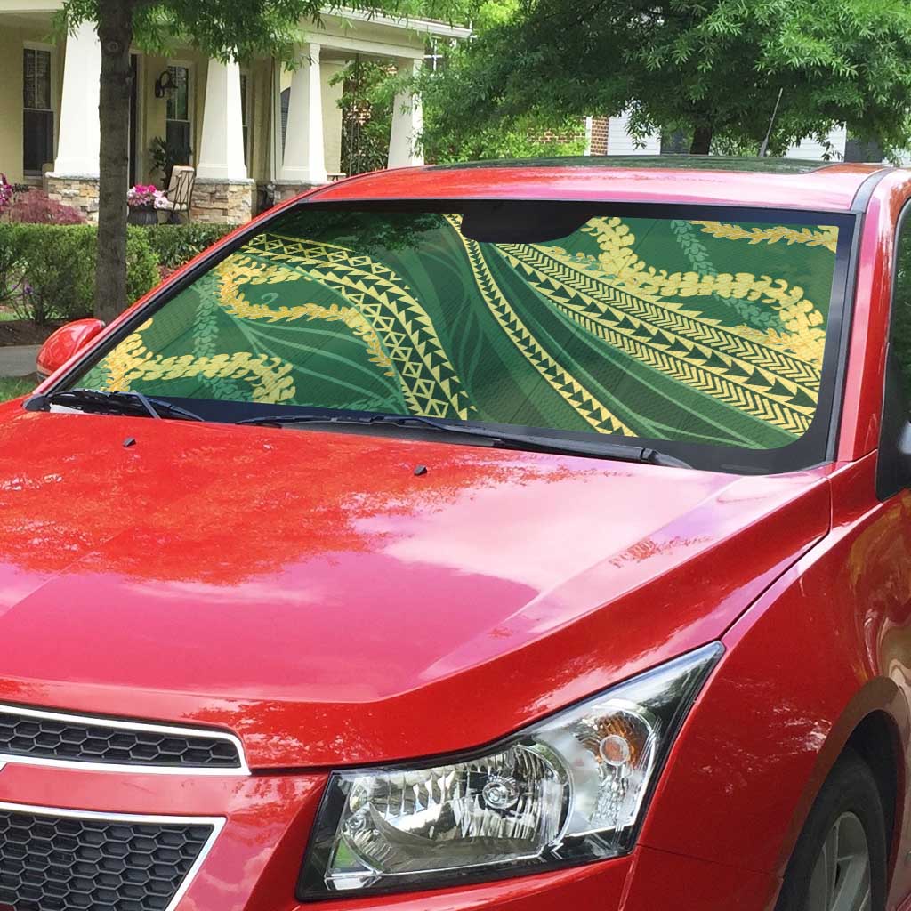 Polynesian Puakeniken Pikake Twisted Lei Auto Sun Shade Emerald LT7 - Polynesian Pride