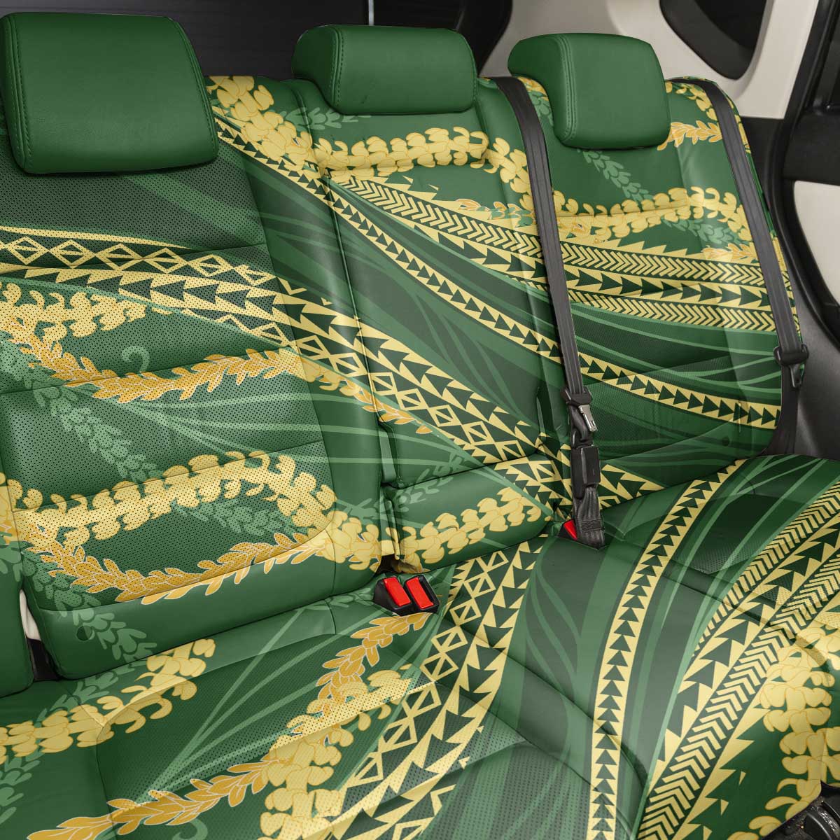 Polynesian Puakeniken Pikake Twisted Lei Back Car Seat Cover Emerald - Polynesian Pride