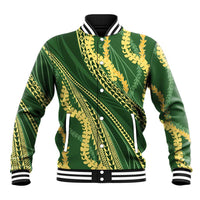 Polynesian Puakeniken Pikake Twisted Lei Baseball Jacket Emerald - Polynesian Pride