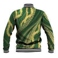 Polynesian Puakeniken Pikake Twisted Lei Baseball Jacket Emerald - Polynesian Pride