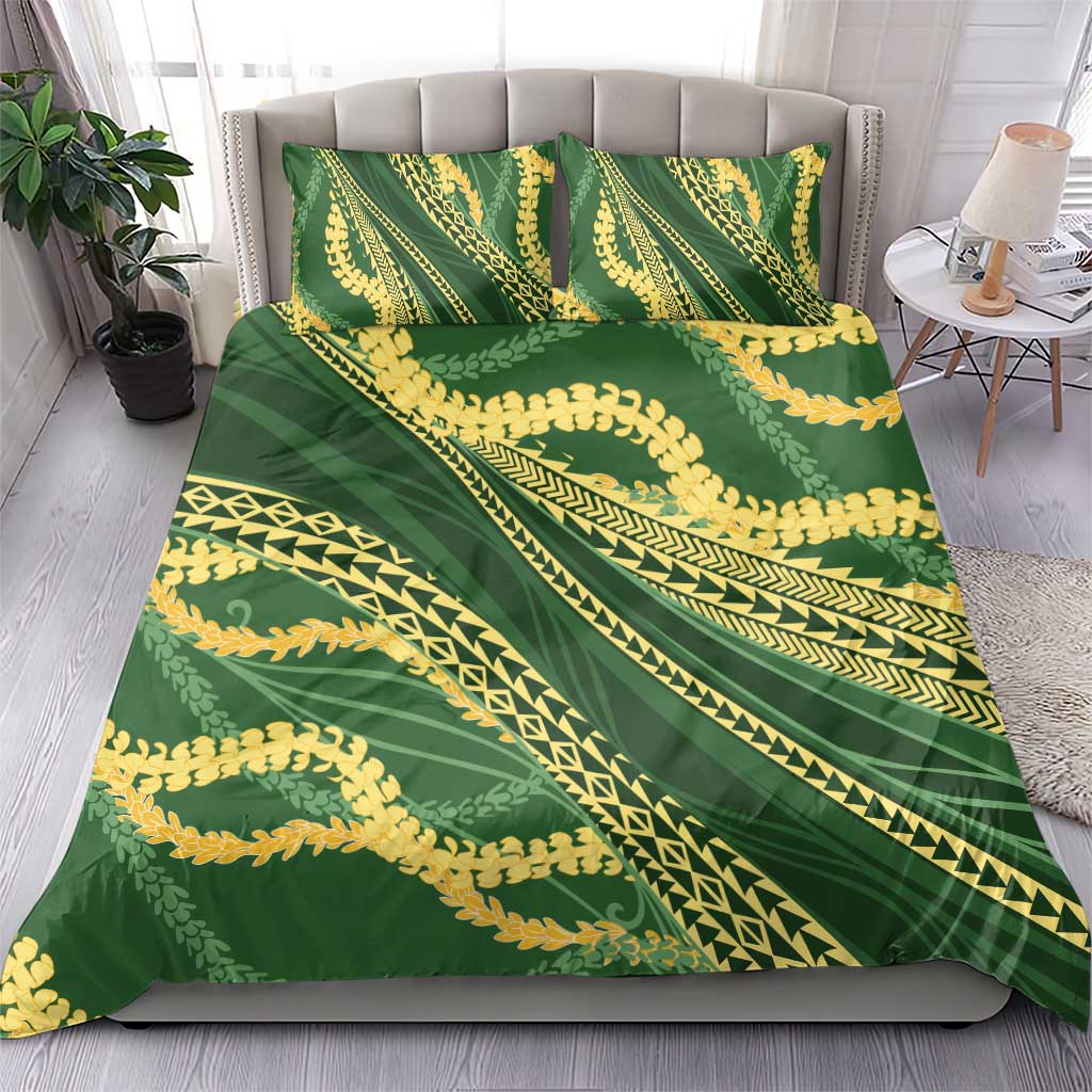 Polynesian Puakeniken Pikake Twisted Lei Bedding Set Emerald LT7 - Polynesian Pride