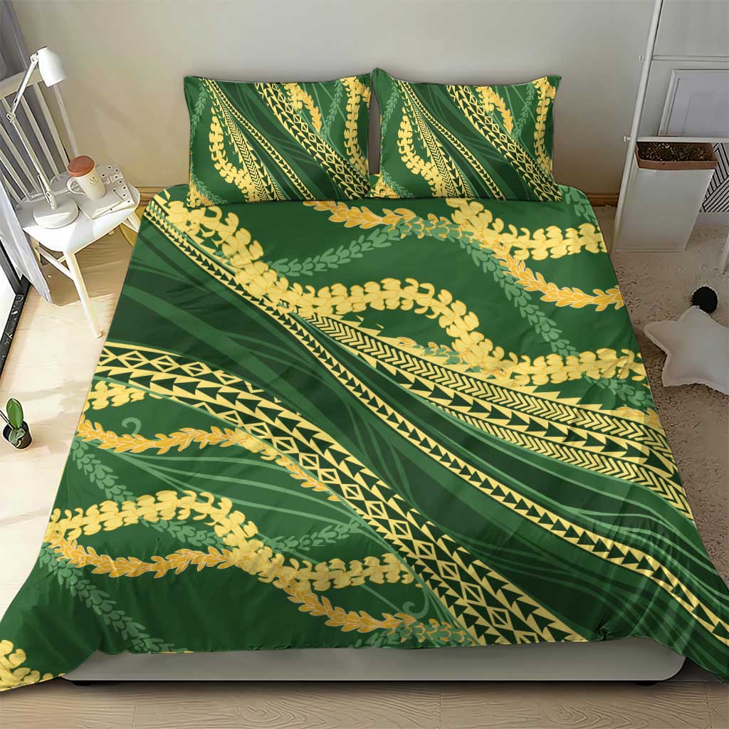 Polynesian Puakeniken Pikake Twisted Lei Bedding Set Emerald LT7 - Polynesian Pride