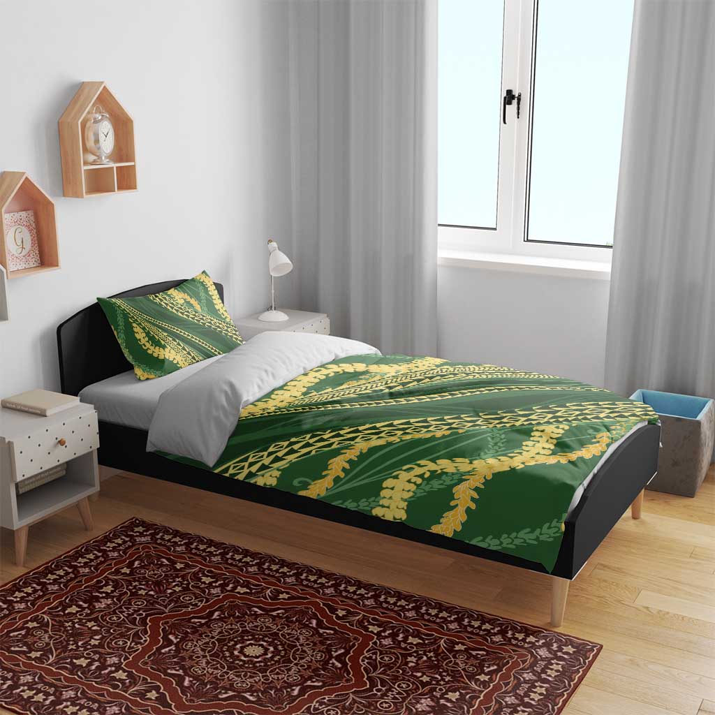 Polynesian Puakeniken Pikake Twisted Lei Bedding Set Emerald LT7 - Polynesian Pride