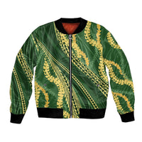 Polynesian Puakeniken Pikake Twisted Lei Bomber Jacket Emerald LT7 Unisex Emerald - Polynesian Pride