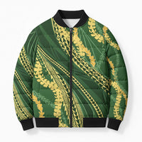 Polynesian Puakeniken Pikake Twisted Lei Bomber Puffer Jacket Emerald LT7 Unisex Emerald - Polynesian Pride